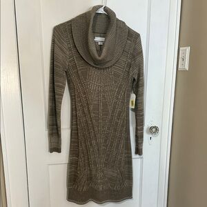 Jessica Simpson Taupe Cowl Neck Sweater Dress